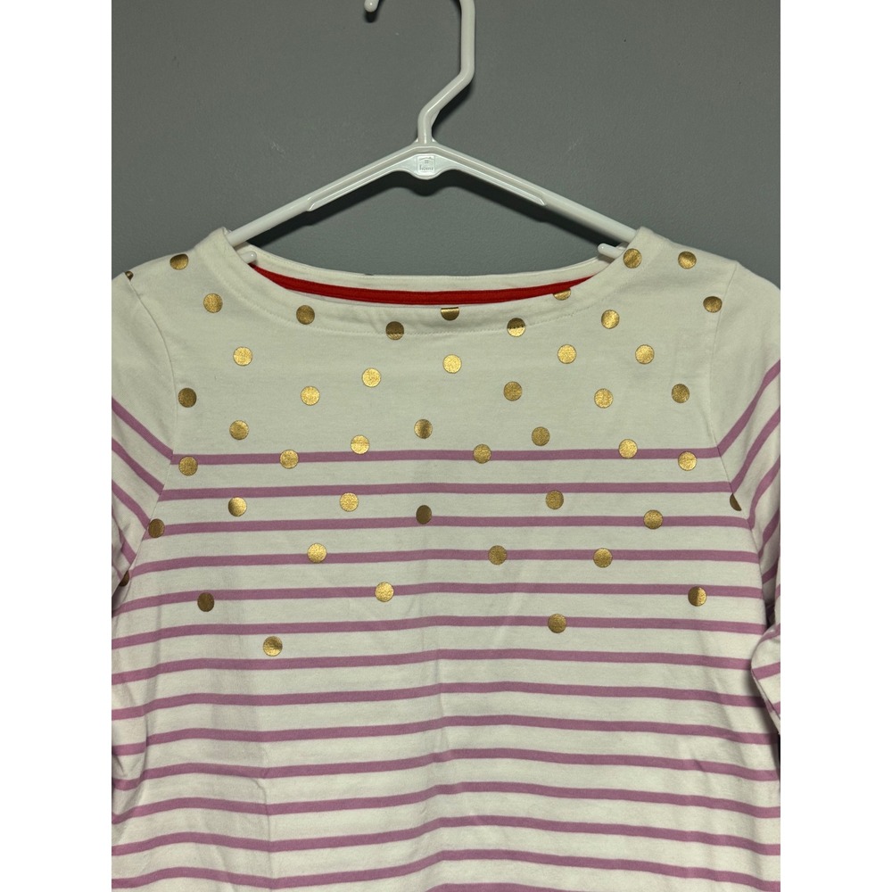 Boden Girls Breton Long‎ Sleeve Striped Gold Dot Shirt 13 14 Years 164cm Party - Picture 2 of 8